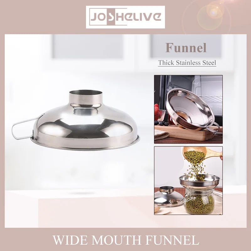 Stainless Steel Wide Mouth Funnel Multi-function Jam Salad Dressing Funnel Cans Funnel Pour Oil Wine Funnel Kitchen Accessories