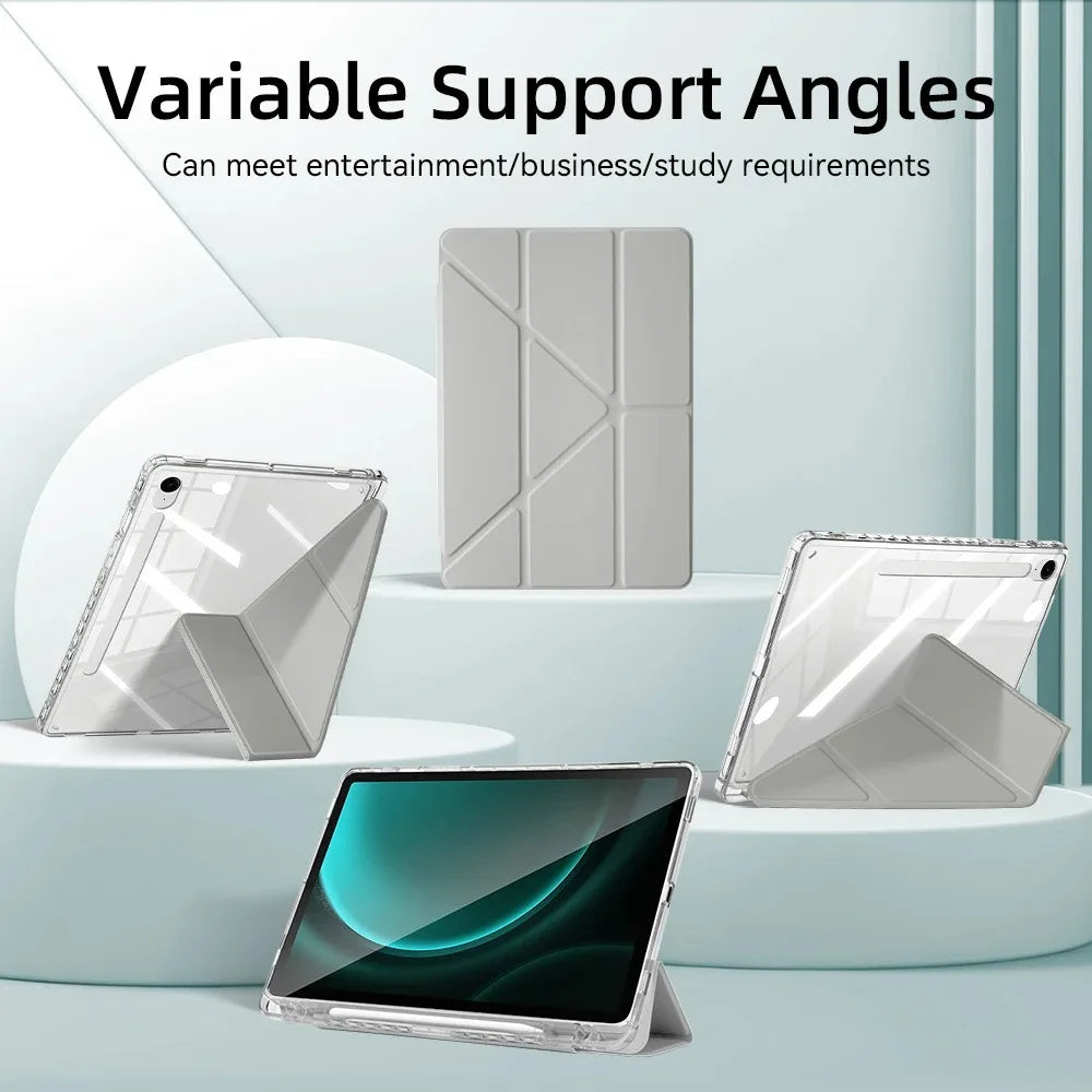 Clear Case for Samsung Galaxy Tab S9 11 S9 FE A9 8.7 inch A9 Plus S10 FE S9 Plus S10 Plus 12.4 Y-shaped Casing with Pencil Holde