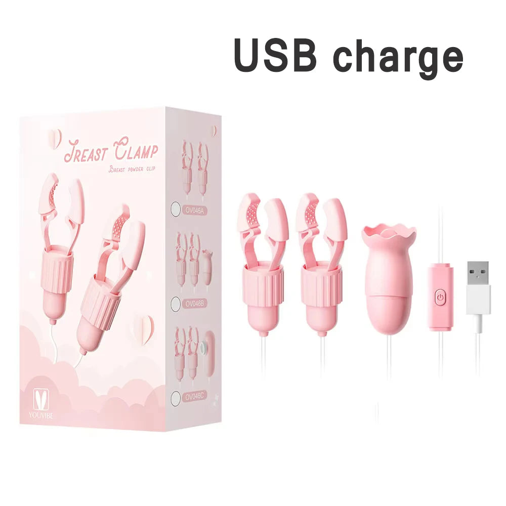 Sucking Vibrating Nipple Clamp Tongue Licking Vibrator For Women Breast Massage Labia Clitoris Clip Stimulation Massager Sex Toy