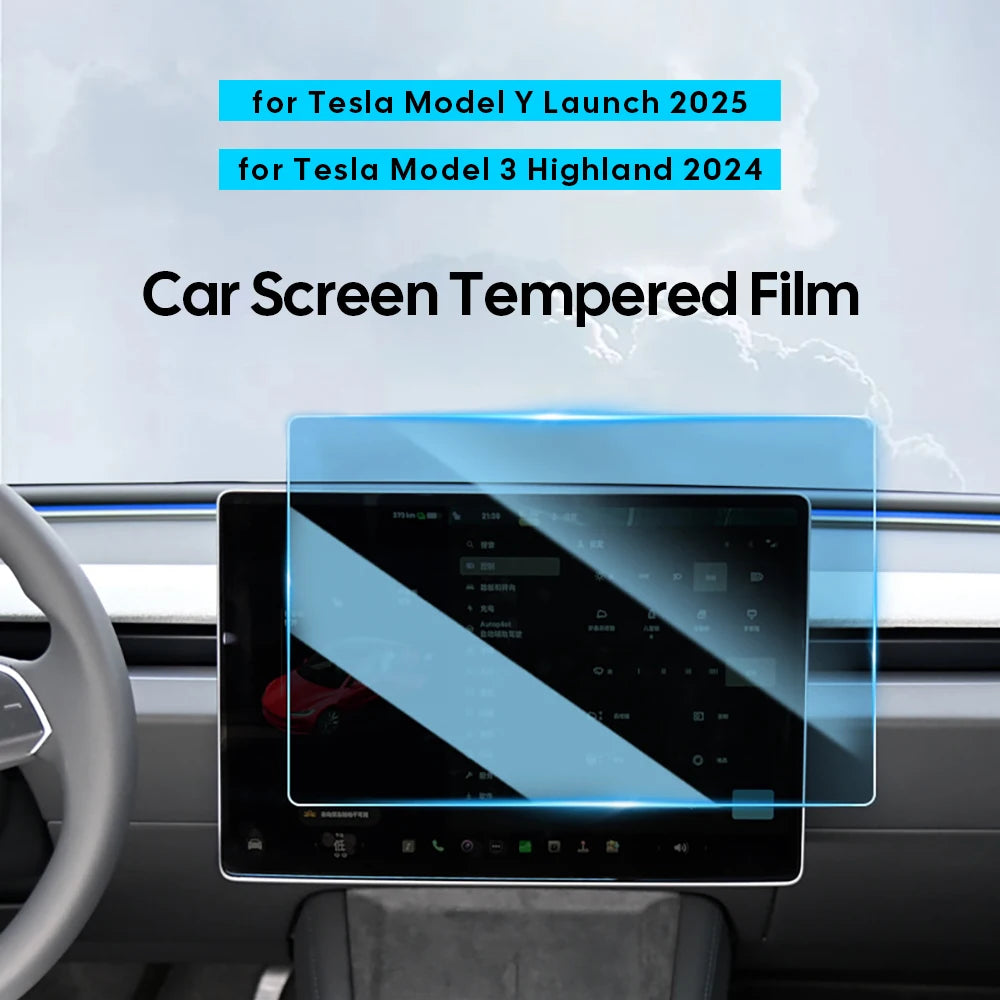 Tempered Glass Film Protector for New Tesla Model Y Launch 2025 Model 3 Highland 2024 Rear Row Center Control Screen Protective