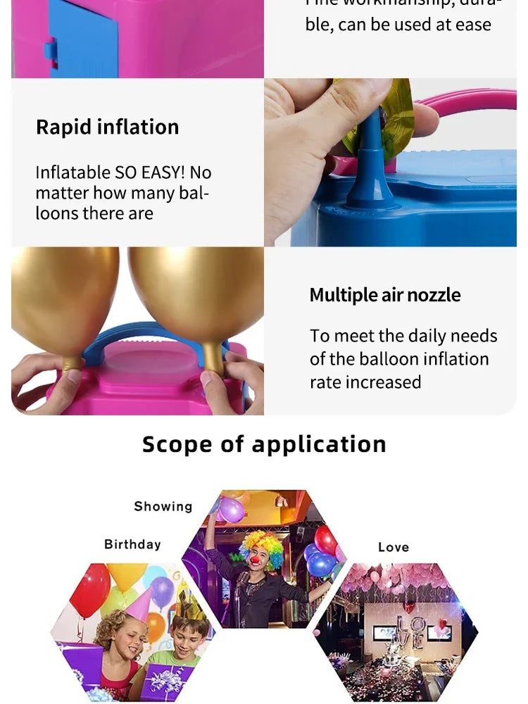 High Voltage Double Hole AC Inflatable Electric Balloon Pump EU Plug Electric Air Balls Pump All Style Inflator Pump Portable Ai