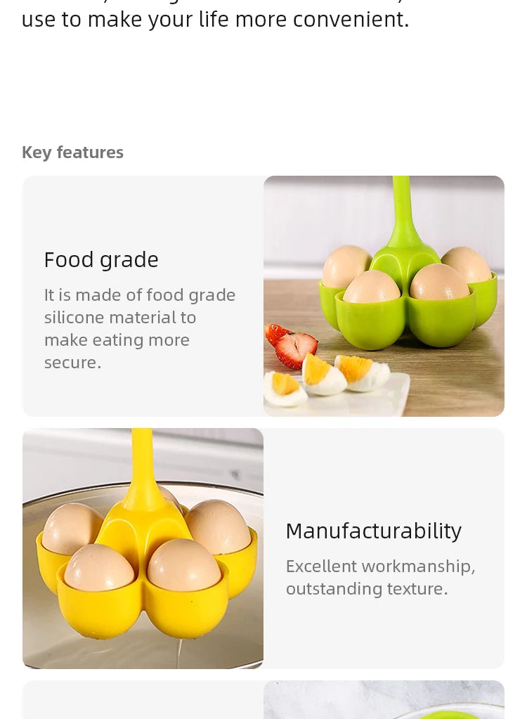 5 Hole Silicone Egg Cooker High Temperature Resistant Steamed Egg Tray Food Grade Complementary Food Tools