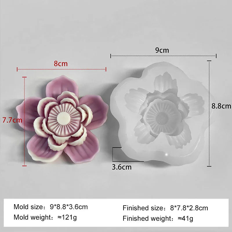 1pcs Lotus Flower Candle Silicone Molds 3D Blooming Flowers Soap Plaster Resin Mold DIY Making Chocolate Fudge Tools Home Crafts