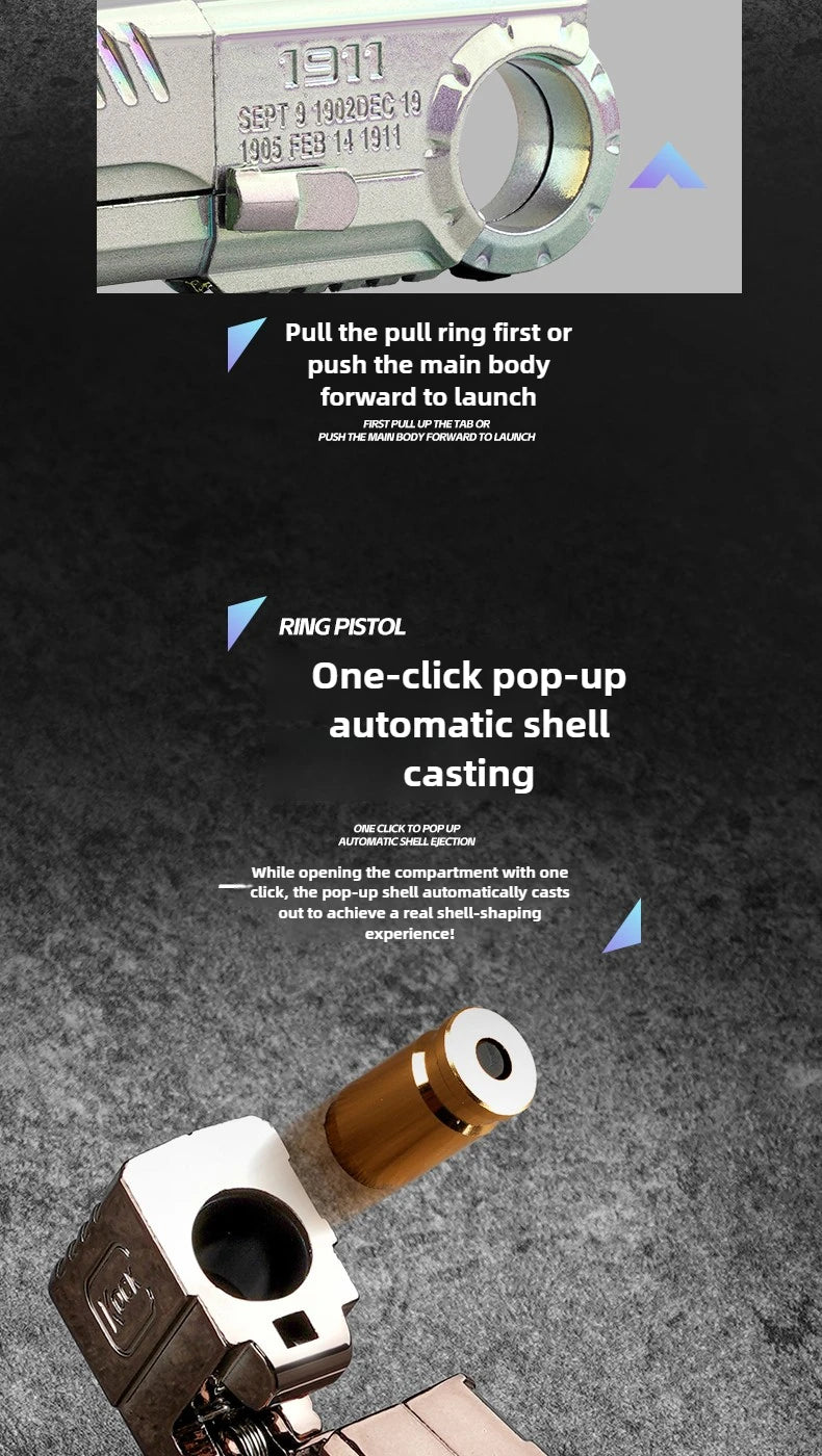Ring Pistol Soft Bullet Gun Portable Mini 3D Decompression Shell Ejection Alloy Outdoor Funny Toy Boy Birthday Gift Fidget Toys