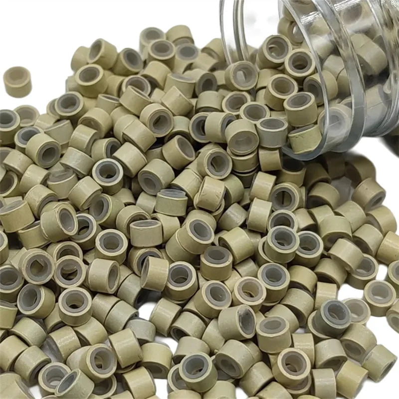1000Pcs Hair Extentions Micro Rings Links Beads 5mm Silicone Lined Beads for Human Hair Extensions Tool-Multi-colored