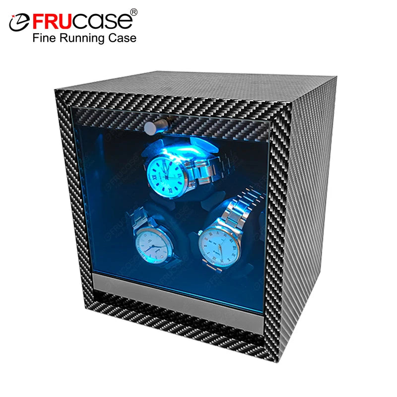 FRUCASE Watch Winder for automatic watches automatic winder for 3 watches 2 Rotation Modes Storage Case Memory Cotton