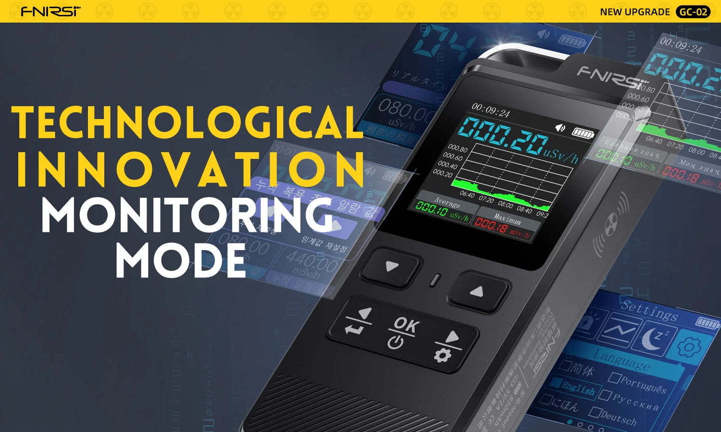 FNIRSI GC-02 Geiger Counter Nuclear Radiation Detector Personal Dosimeter X-ray γ-ray Radioactivity Tester Marble Detector