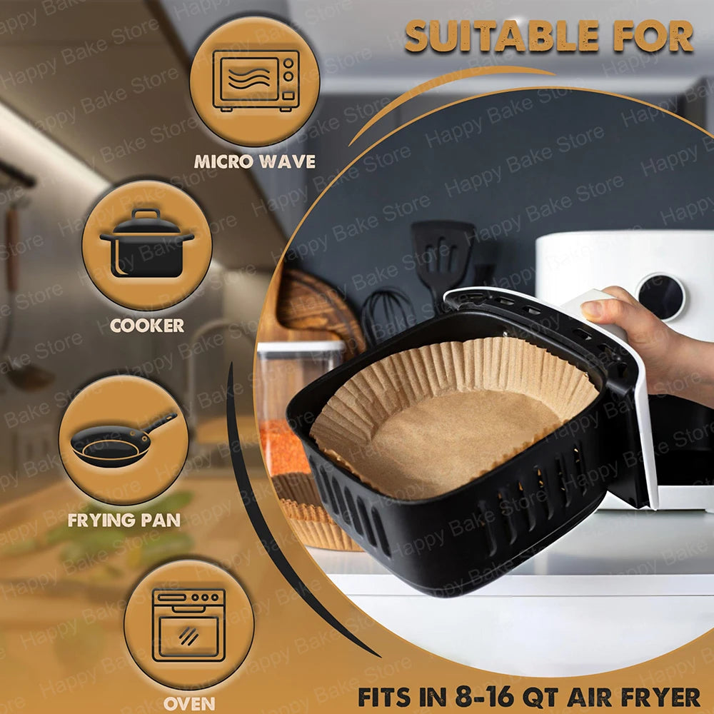 3-5L/5-8L Square Air Fryer Baking Paper, BPA Free Disposable Parchment Paper Liners Compatible with Cosori Ninja Philips Tefal