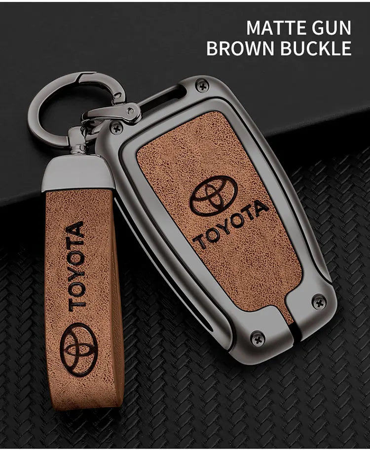 Zinc Alloy Leather Car Smart Remote Key Case Cover Shell For Toyota Corolla Prius Camry CHR C-HR RAV4 Altis Land Cruiser Prado