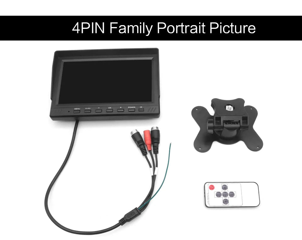 Smartour AHD 7inch TFT LCD Car HD Monitor Rear View Monitor Support CVBS 1080P AHD Camera 2 x 4PIN Video Input