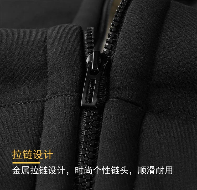 Men Winter Lambswool Zipper Hoodies Cotton Jacket Men's Thicker Plus Size Warm Jacket Top Fleece Black Coats Male Jackets