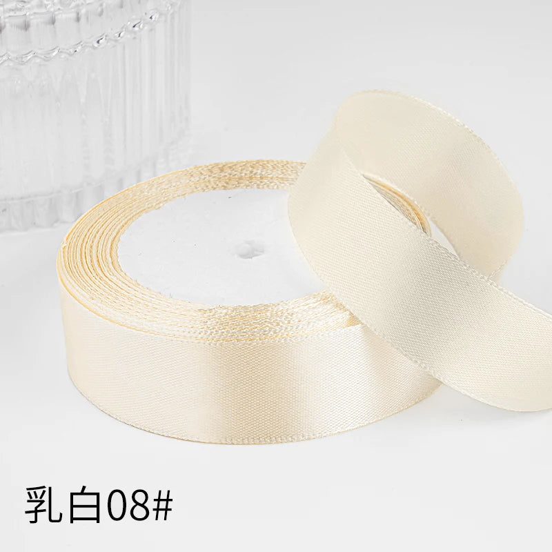 25yards/roll 1inch Satin Ribbon DIY Handmade Crafts Gift Box Flower Cake Decoration Wedding Birthday Party Festival Supplies