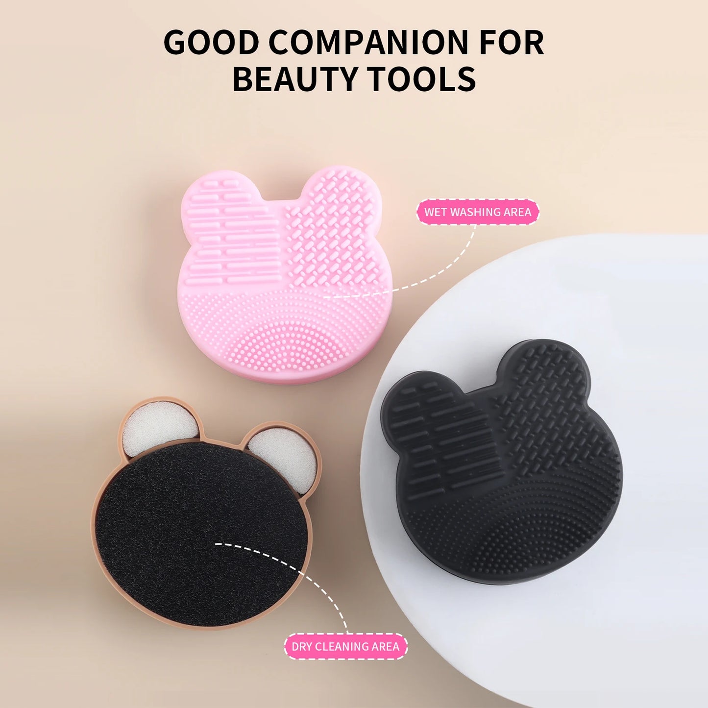 Makeup Brush Cleaning Tool ,1pcs Silicone Cute Portable Bear Shaped Cleansing Makeup brush cleanerfor Prevent Makeup Residue