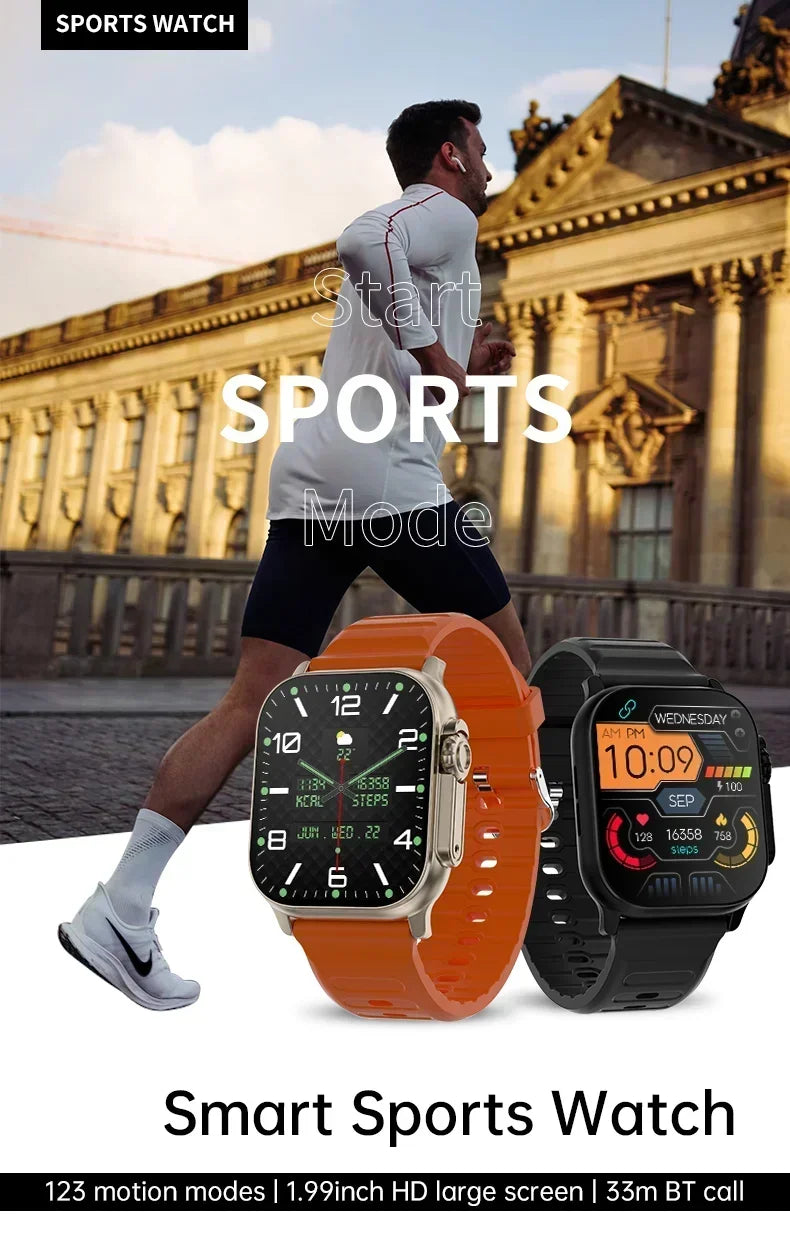 New Watch T800 U2 Smart Watch 49mm 2024 New NFC Men Women GPS Track Bluetooth Call BT Music Games Wireless Charging Smartwatch