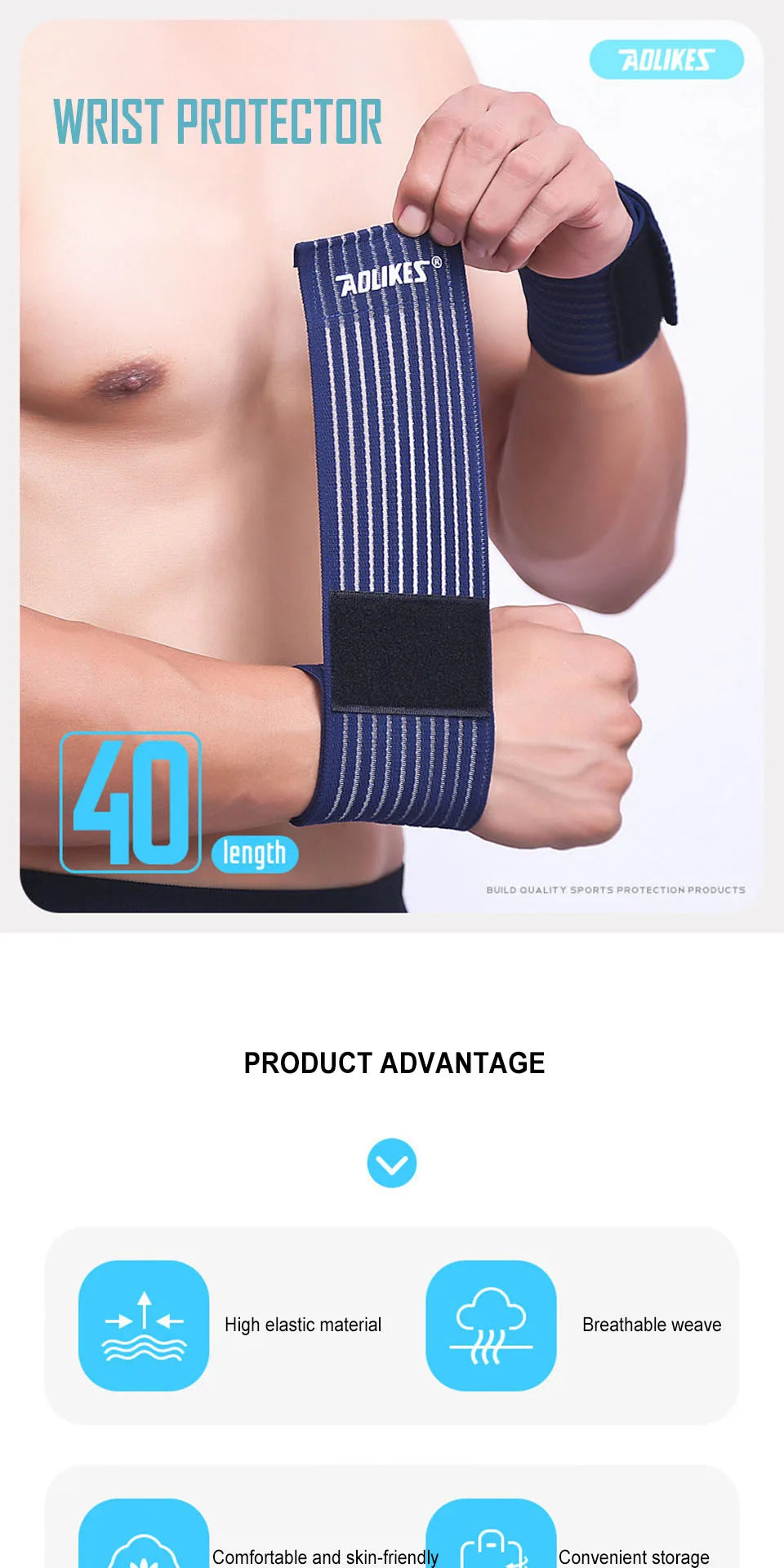 AOLIKES Adjustable Carpal Tunnel Braces, Lightweight Wrist Wraps for Fitness Sports - Working Out, Sweat Absorbent Wristbands