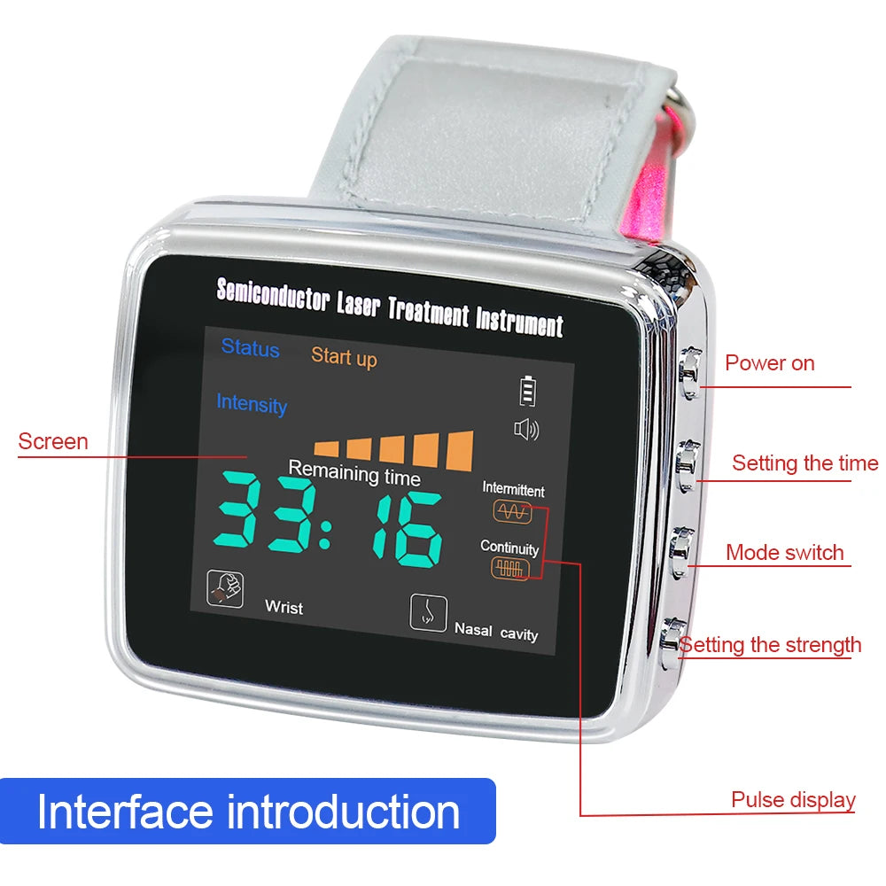 15 Laser 650nm Laser Therapy Wrist Watch LLLT for Diabetes Hypertension Cholesterol Treatment Laser Rhinitis Physiotherapy