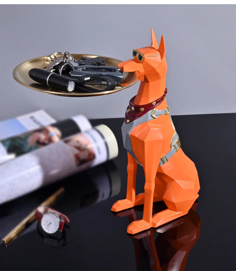 Design Tray dog Statue Butler Tray for Key Box Home Ornaments Animal Figurines Office Decoration Resin dog Sculpture decor Rooms