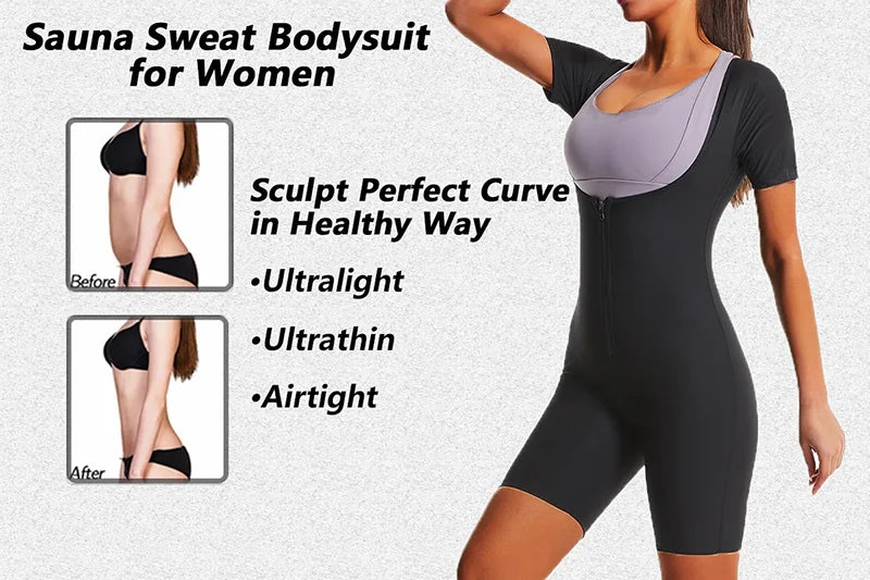 YBFDO Women High Compression Bodysuit Shapewear Fitness Girdles Sauna Sweat Suits Belly Slimming Sheath Weight Loss Body Shaper