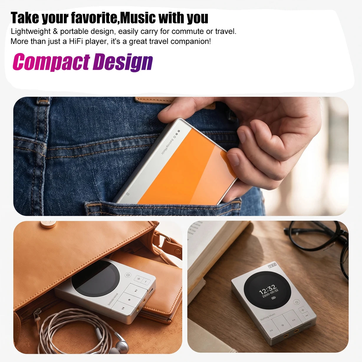 【2026 NEW】Professional HiFi MP3 Player with Built-in ES9018DAC,Bluetooth 5.3 DSD256,Lossless Sound DSF/DFF,32bit 192khz Travel