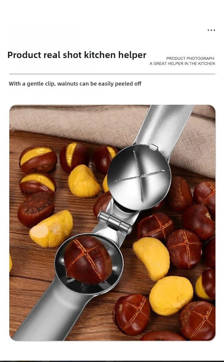 Stainless Steel Chestnut Opener, Cross Shaped Chestnut, Household Multifunctional Peeling Tool, Chestnut Clip, Walnut Clip