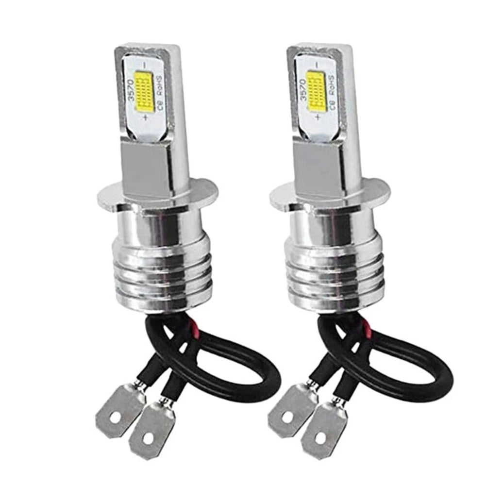 2Pcs H3 Car LED Fog Light Bulb Conversion Kit Super Bright Yellow DRL Lamp 3000K 80W 50000H 2000LM Auto Beam Fog Lamp