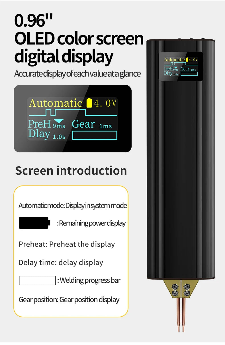 80 Gears Spot Welder Adjustable Portable Handheld Digital Display Mini Spot Welding Machine Automatic Trigger for 18650 Battery