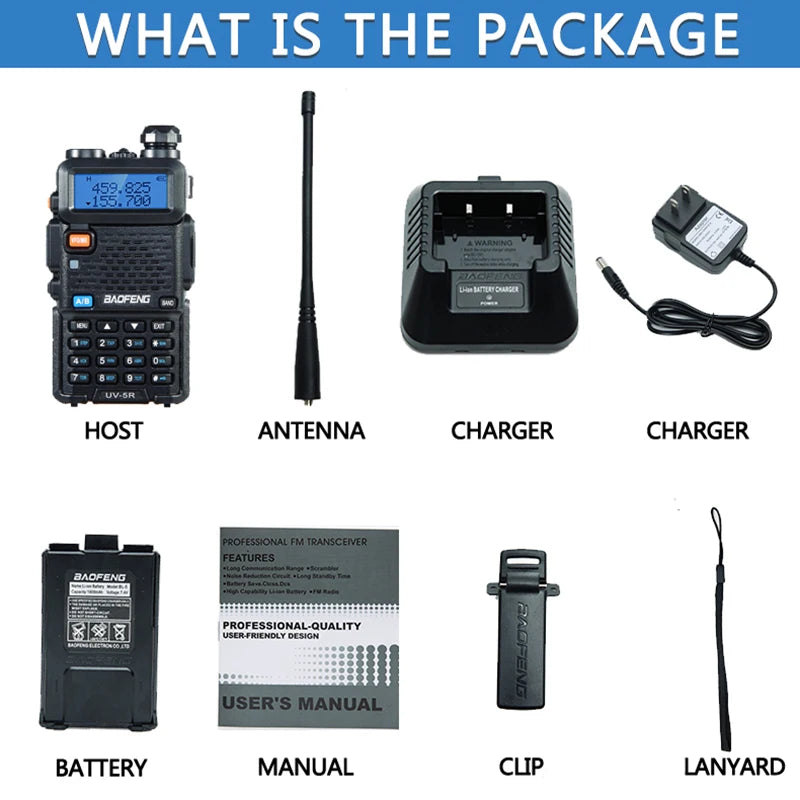 Baofeng Walkie Talkie UV 5R 5W 8W Dual Band Ham Two Way Radio Vhf Uhf FM Radio Handheld Transceiver Hunting 16KM