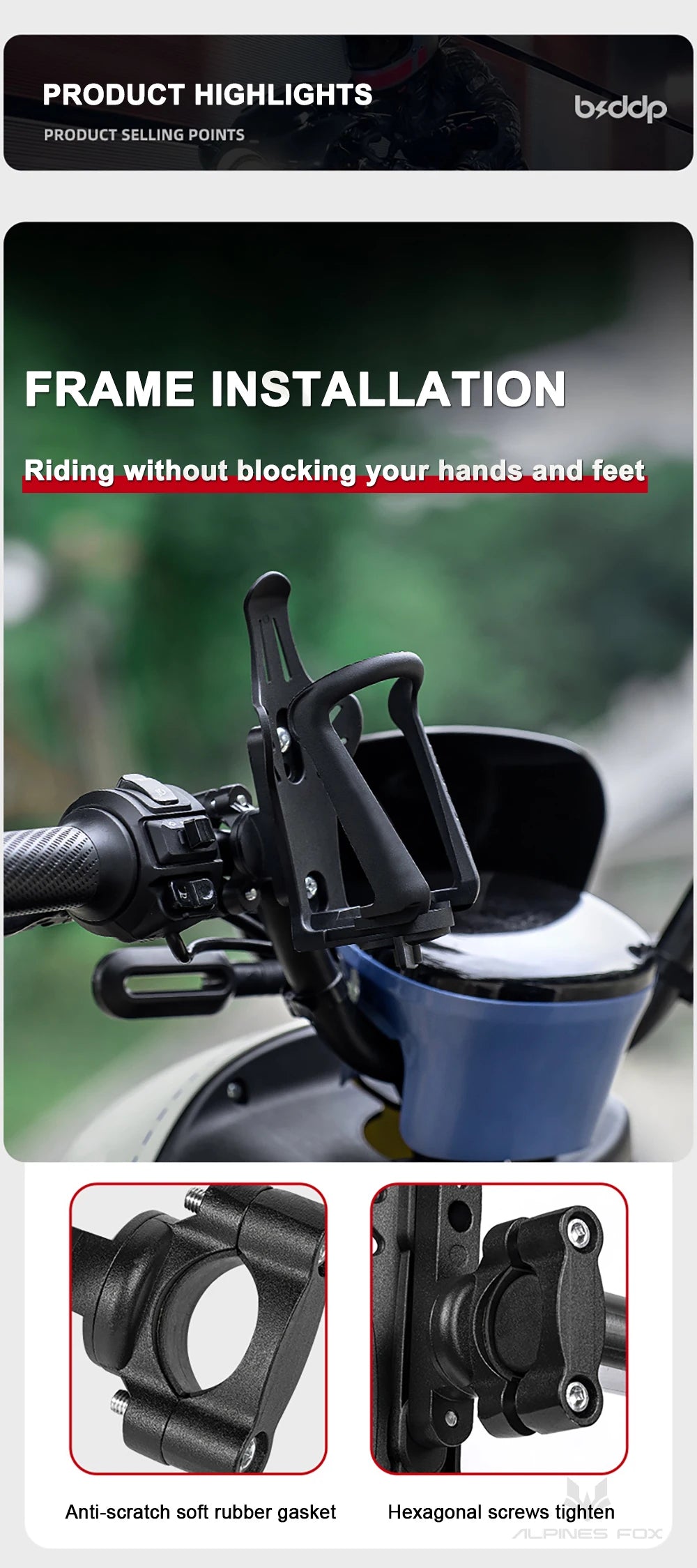 Motorcycle Water Cup Holder Universal Drink Holder Motorcycle Handlebar Bottle Holder Nylon Adjustable Bottle Holder