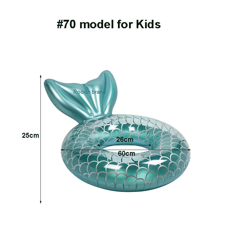 Rooxin Inflatable Swimming Ring Mermaid With Backrest Pool Floaters for Adult Teens Water Play Tube Swimming Mattress Pool Toys