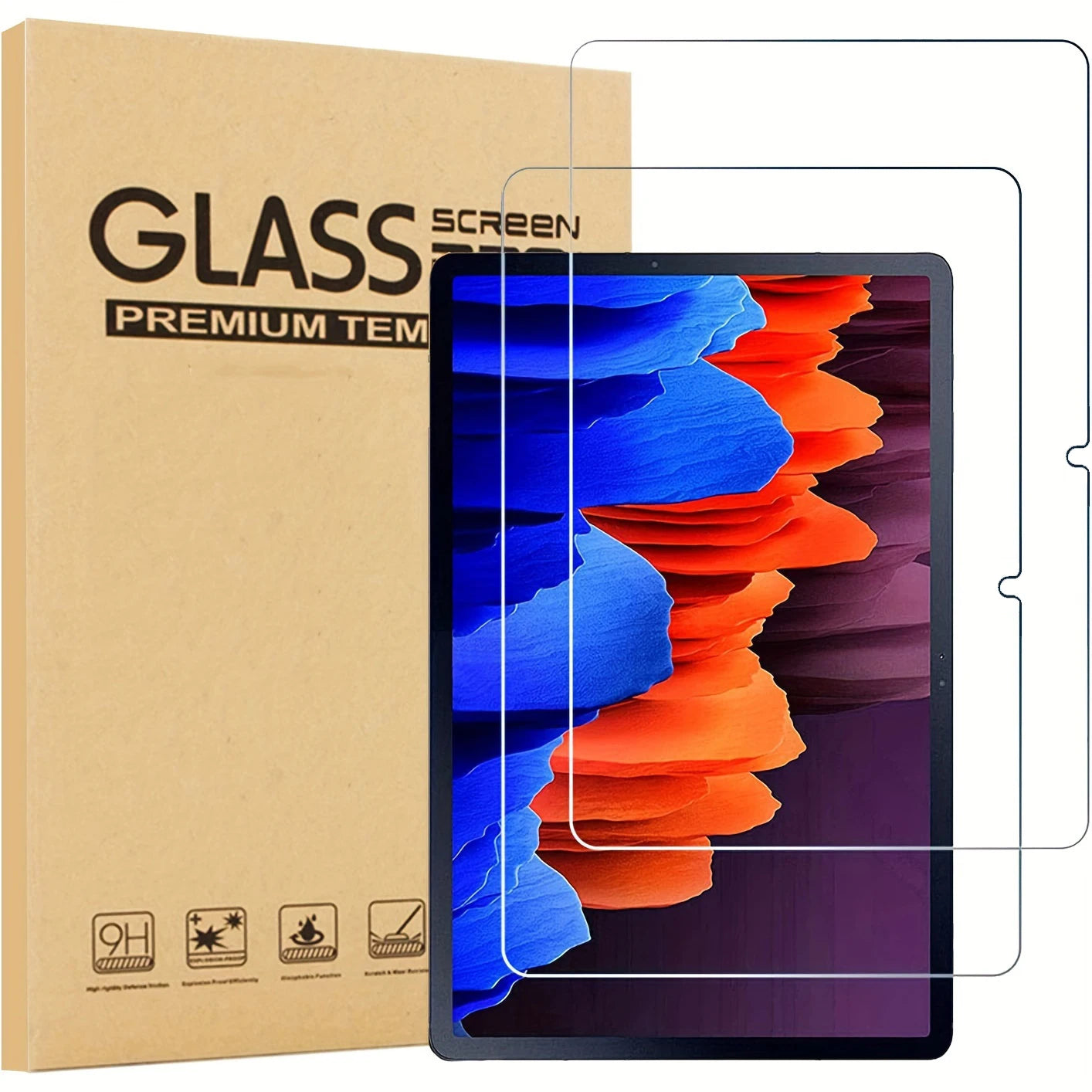 2pcs 9H Tempered Glass Screen Protector For Samsung Galaxy Tab S7 S8 S9 FE Plus 12.4'' 11.0 S5E A7 S6 Lite Tab A 10.1 A8 A9 Plus