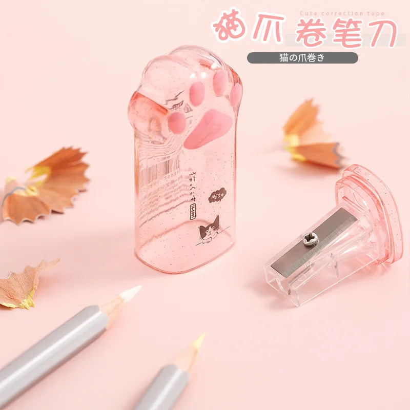 Kawaii Cat Paw Shaped Pencil Sharpener Stationery Kids Gift  Cute School Supplies  Korean Stationery