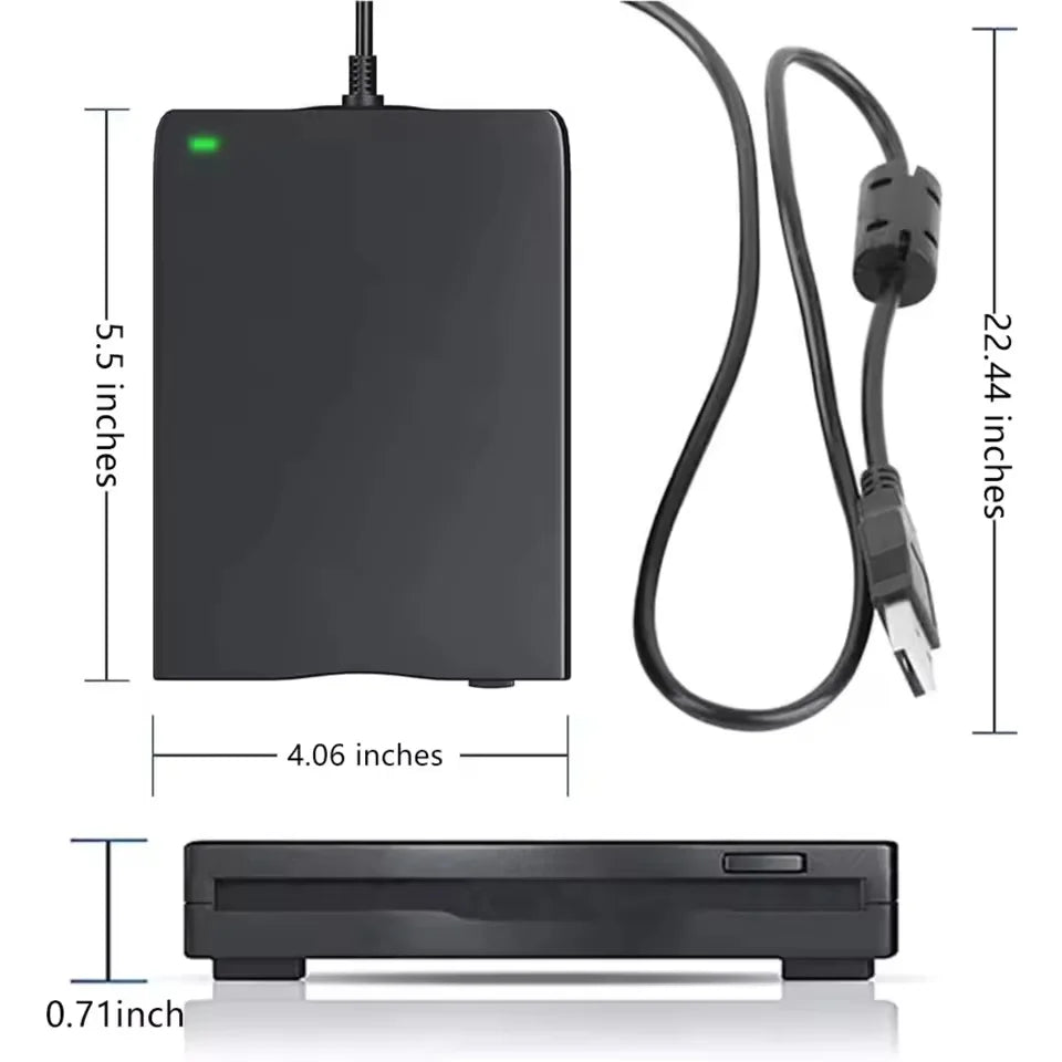 Floppy Disk Reader, External USB Floppy Disc Reader, 3.5 inch 1.44 MB FDD Floppy Disk Drive for PC Laptop Windows 11/10/8/7/XP