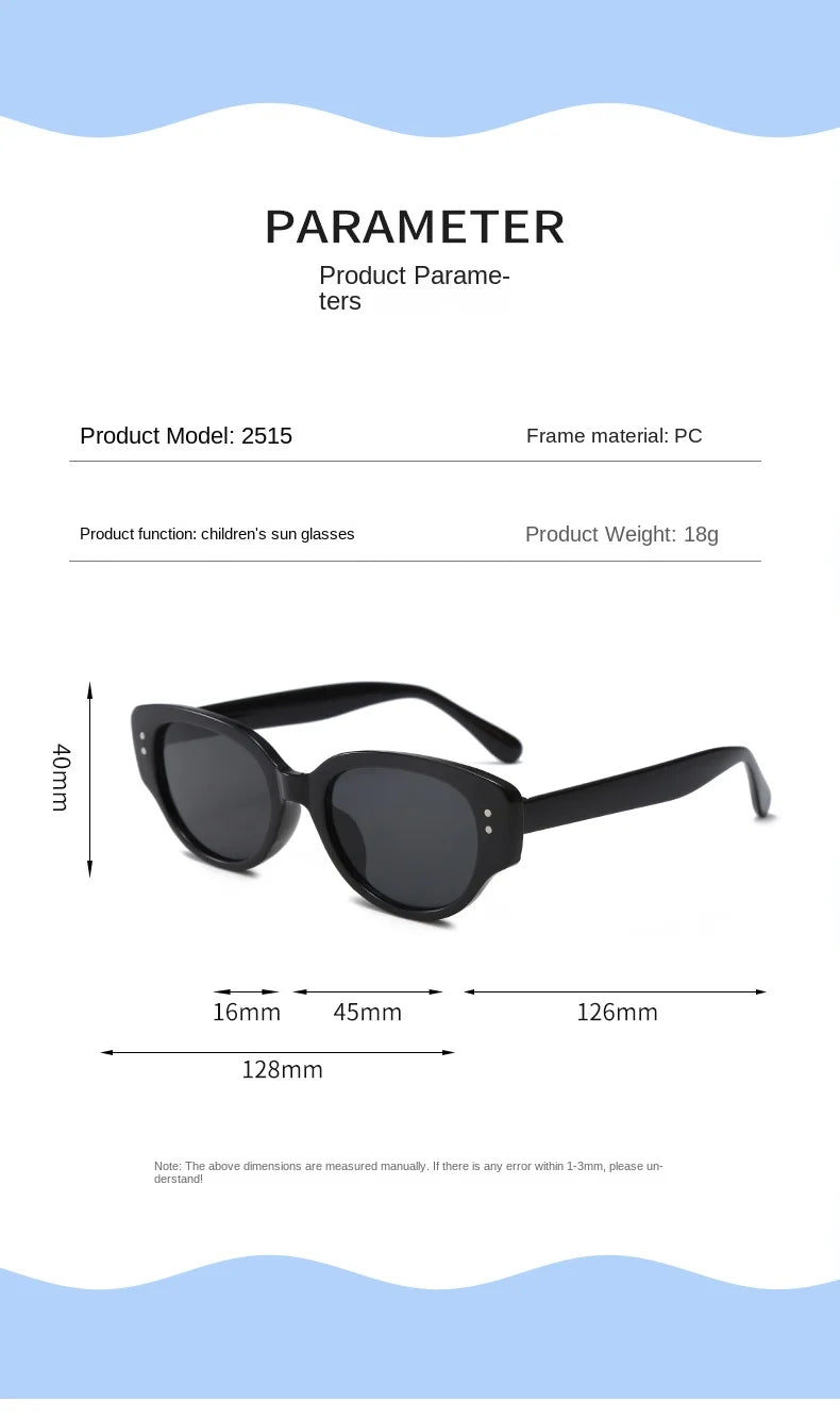 Fashion Children Cat's Eye Sunglasse Brand Designer Retro Boys Girls Eyeglasses Cute Baby Shade Eyewear Kids Sun Glasses UV400