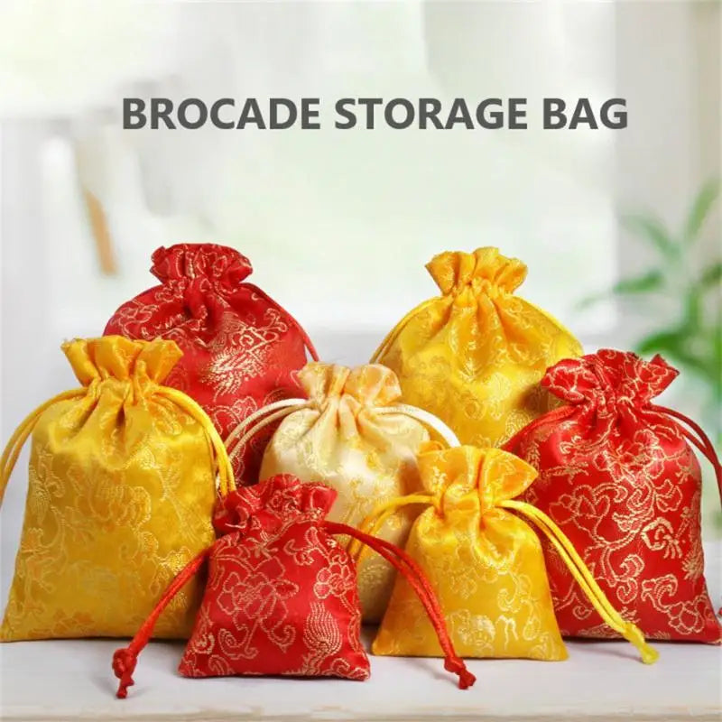 Chinese Style Embroidery 7x9 10x13 13x18cm Adjustable Jewelry Packing Fabric Bag Drawstring Wedding Storage Pouches Organizer