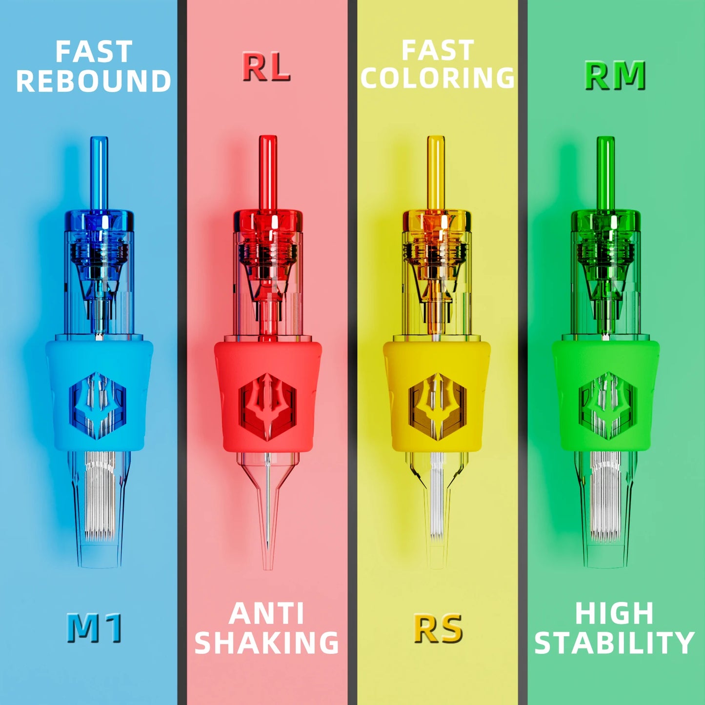 POSEIDON 20Pcs RS RL RM M1 Tattoo Cartridge Needle Disposable Sterilized Safety Tattoo Cartridges Needle 20pcs/lot