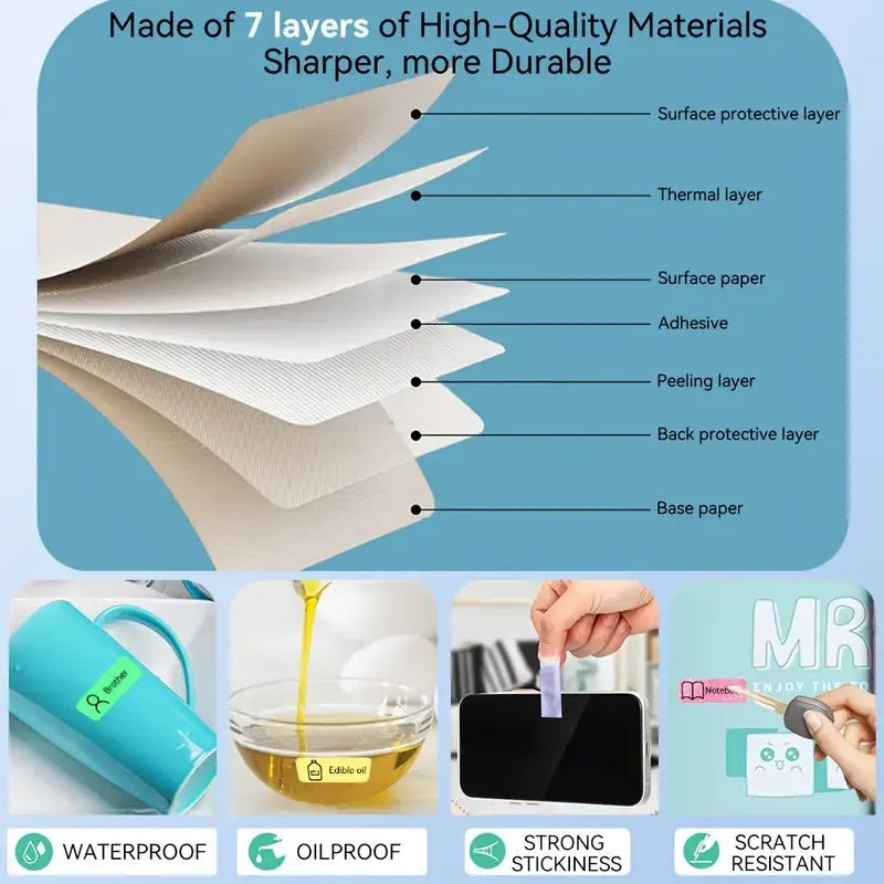 Marklife transparent thermal printing label paper, multifunctional and clear, suitable for home, school, gifts, etc|