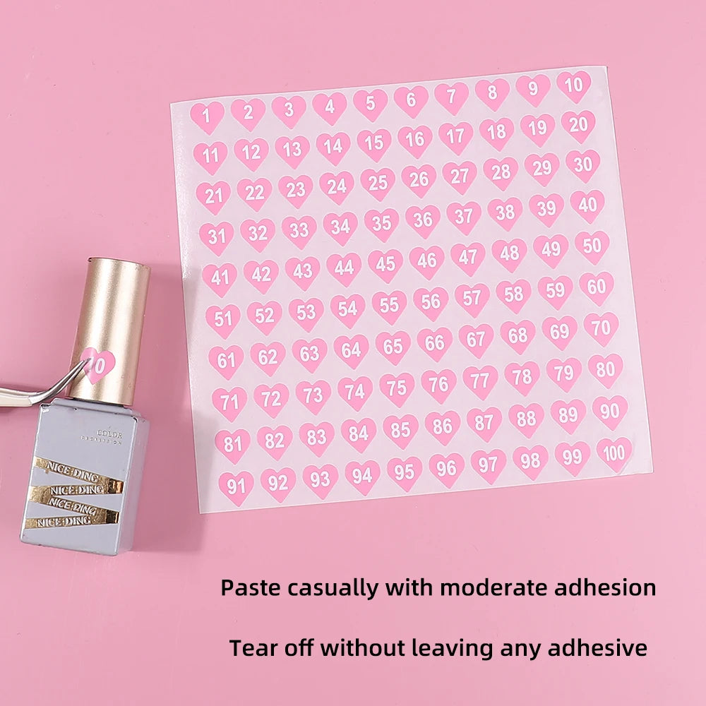 2Pcs/Lot Waterproof Pink Number Sticker Label For Nail Polish Color Gel Varnish Marking Digital Label Sticker Manicure Tool