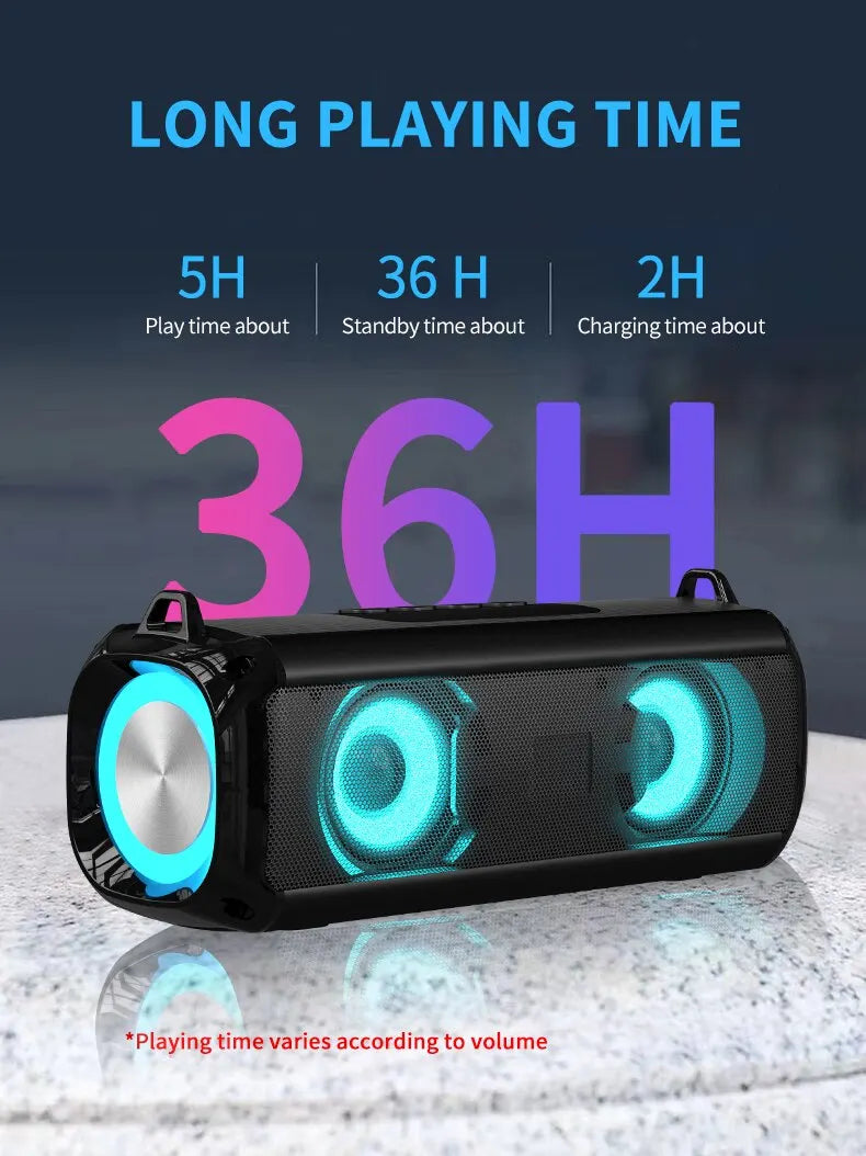 Popular Rockmia RGB LED Lights Speaker EBS-045 BT 5.0 Portable Wireless Bluetooth Music Player Micrphone Built TF Card Support