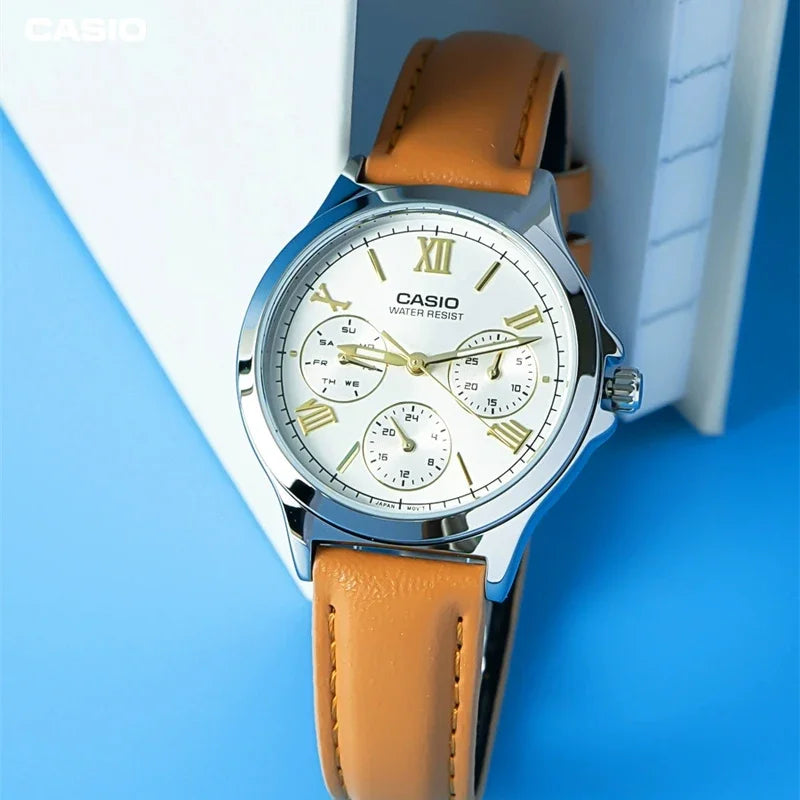 Casio LTP-V300D Luxury Quartz Leather Watch Three Eyes Waterproof Fashion Casual Business Simple Commute Multi-functional Week