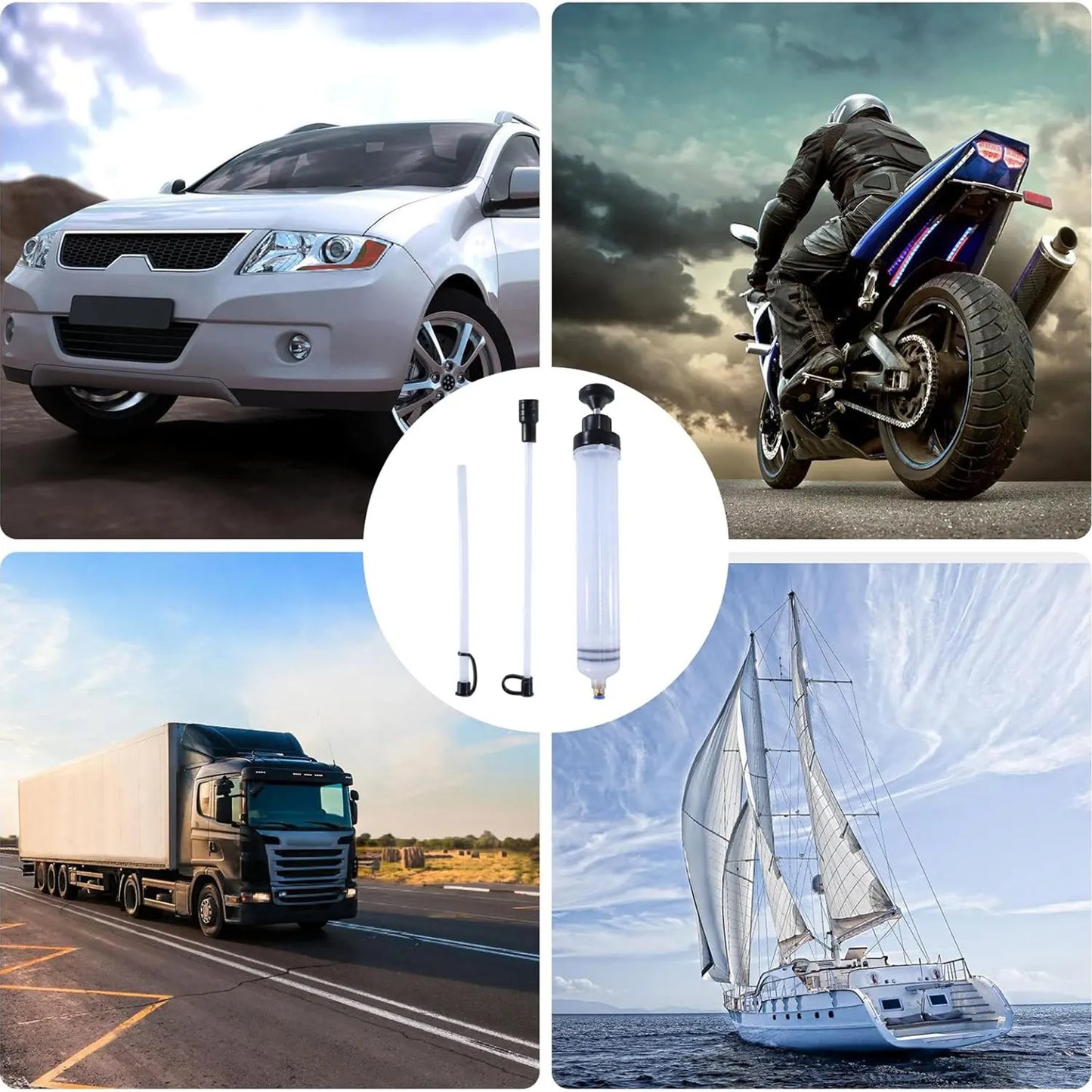 Manual automotive engine oil pump, syringe type, suitable for extracting gear oil and brake fluid, as well as cleaning injectors