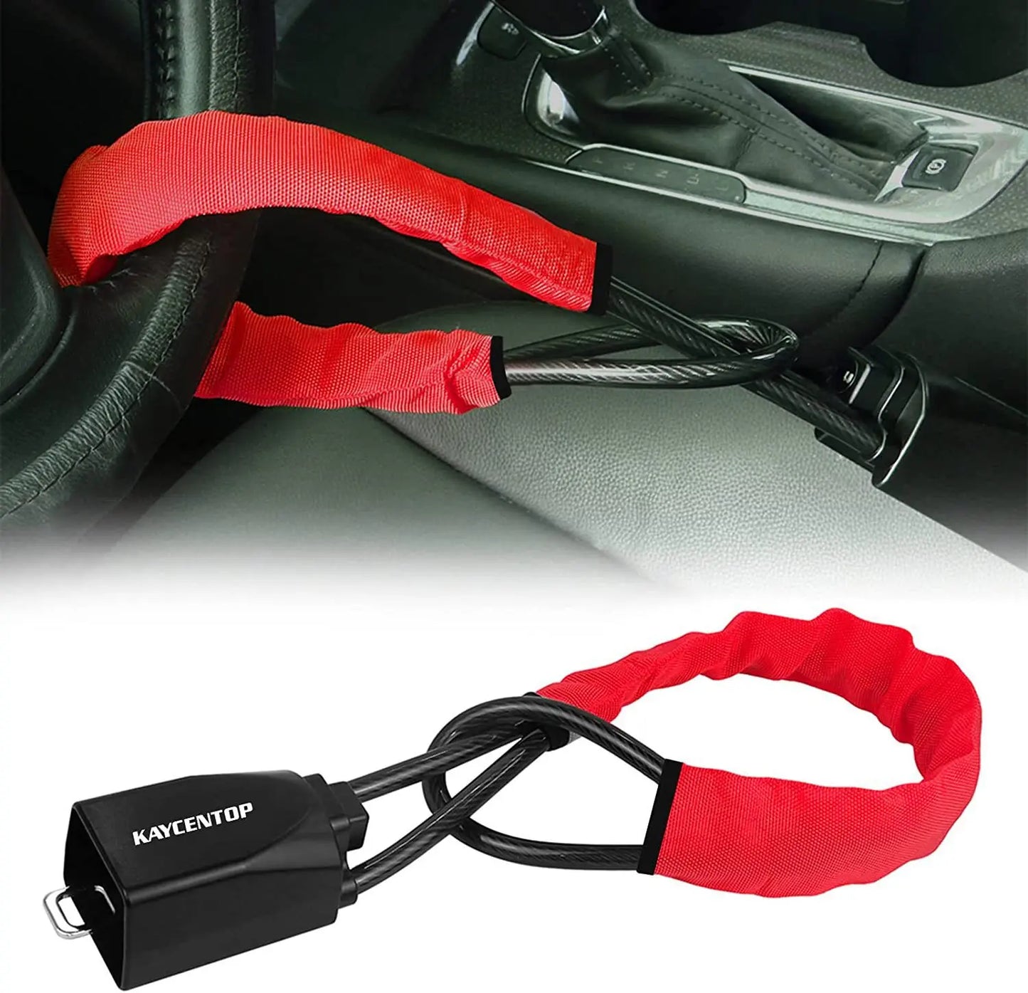Car Steering Wheel Steel LockSeat Belt Anti-theft Lock with 2 KeysAnti-theft device easy to installFits most cars SUVs