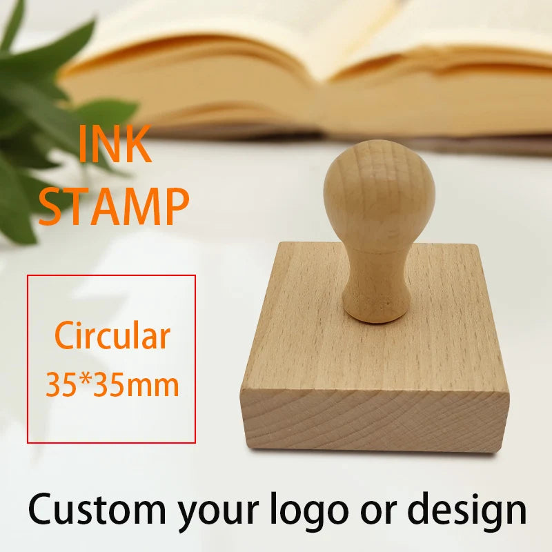 Custom Wooden Stamp Seal Personalized Logo Wedding Party Packaging Stamp Company Address&Name Self Inking Rubber Stamp Artwork