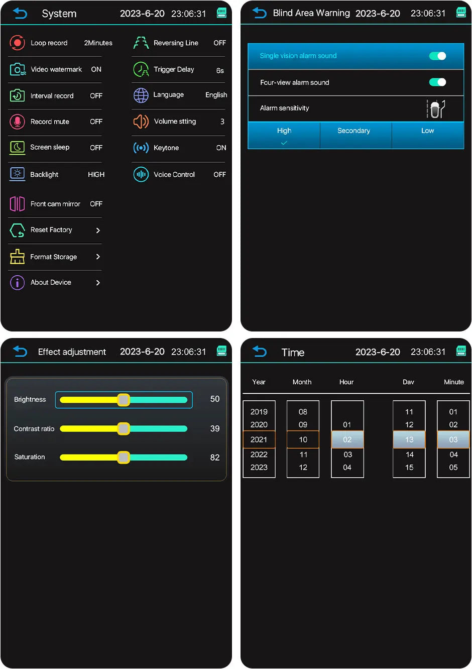 GreenYi BSD Radar Alarm Car DVR Video Recording 2 Channel AHD Side View Camera with Truck Buses 10.36 Inch Rear Mirror Monitor