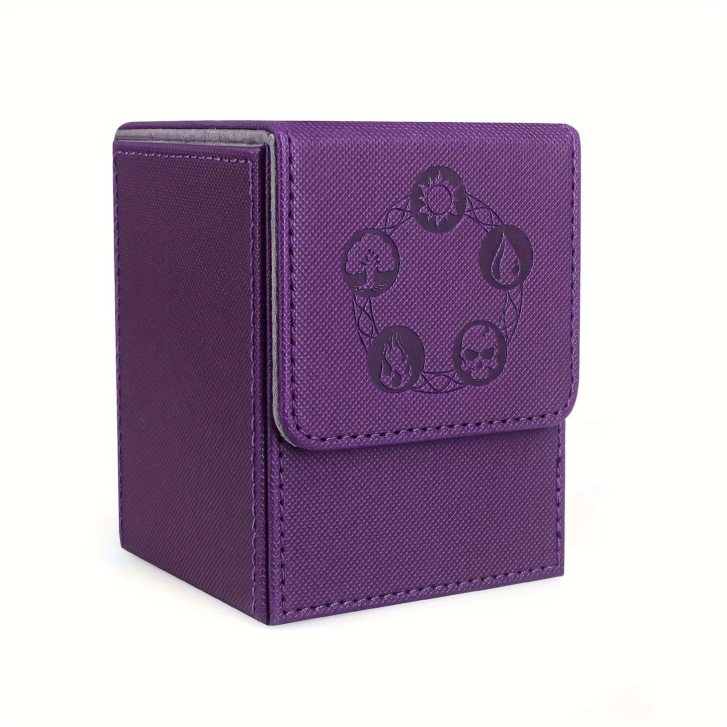 MTG Card Deck Box, Copyrighted Design，Fits 100+ Single Sleeved Cards, Magnetic Closure PU Leather Card Box for TCG Cards