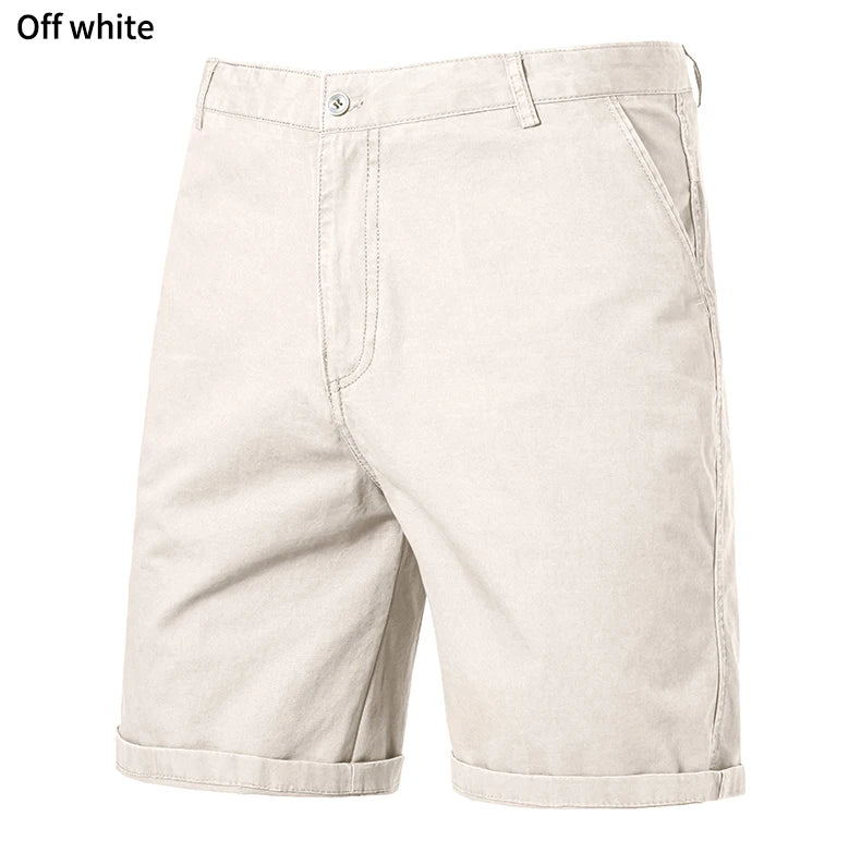 8 Colors Mens Cotton Casual Shorts Summer Business Casual Knee Pants Classic Khaki American Style Streetwear Golf Shorts Beige