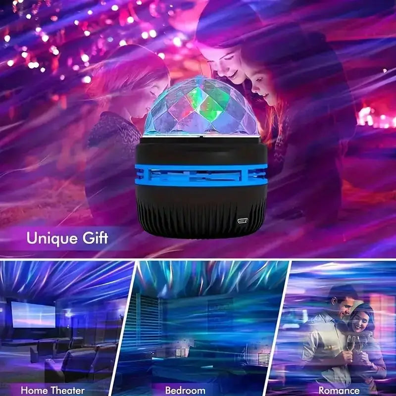 Colorful Starry Sky Party Lamp USB Christmas LED NightLights Auto Rotate Magic Ball Moon Galaxy Home Atmosphere Light Kids gifts