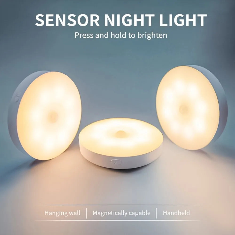 3pcs Motion Sensor Night Lights in Warm White/Cold White - Adjustable Brightness, Automatic On/Off, Ideal for Bedside, Stairs, U