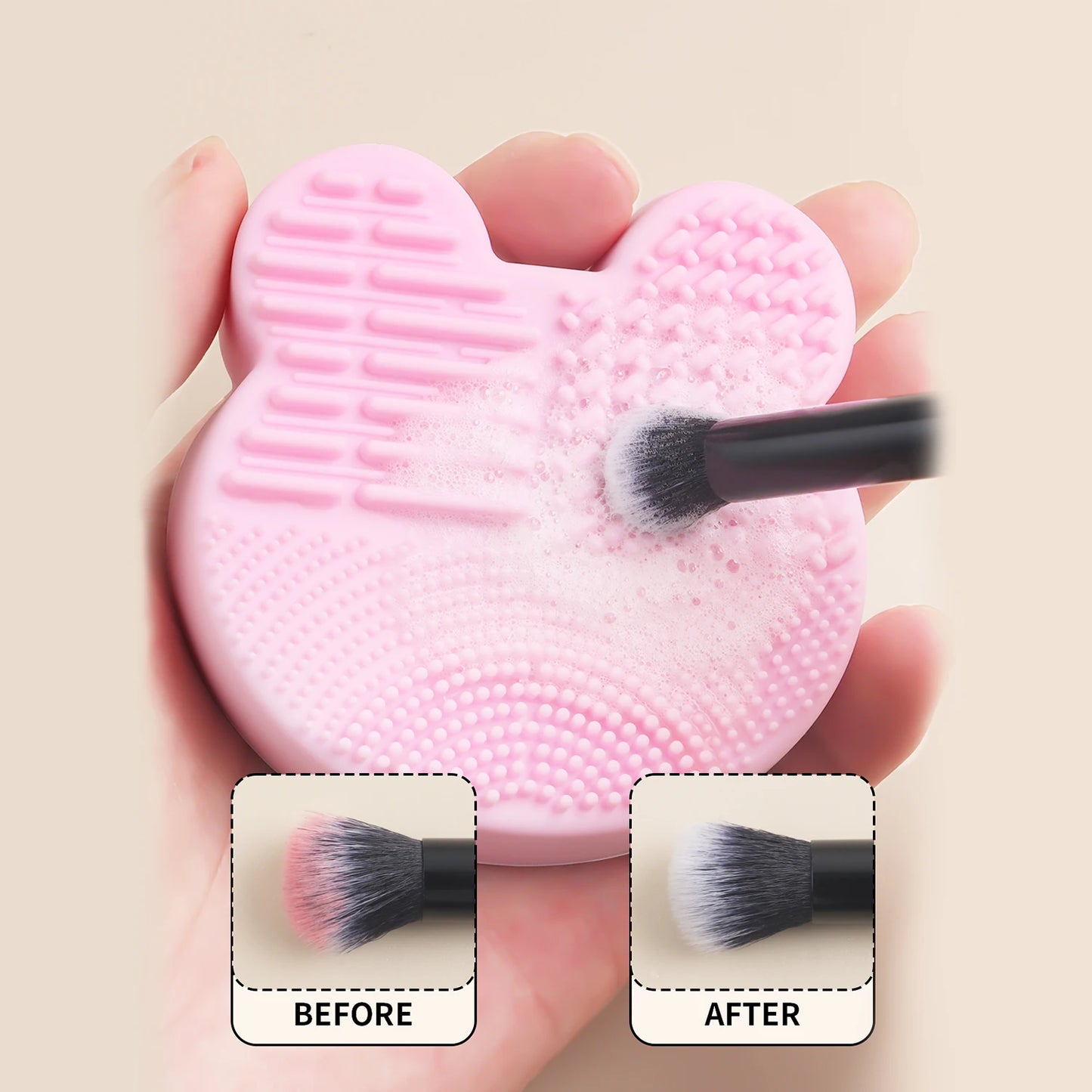 Makeup Brush Cleaning Tool ,1pcs Silicone Cute Portable Bear Shaped Cleansing Makeup brush cleanerfor Prevent Makeup Residue