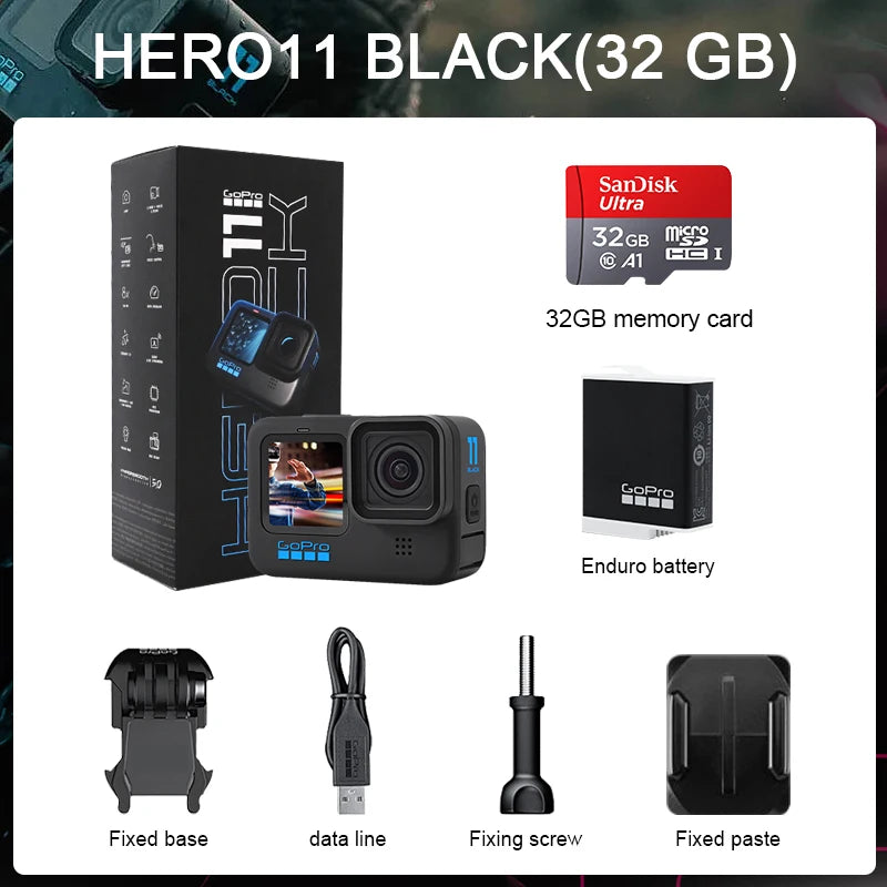 GoPro HERO11 Black Action Camera go pro11 27MP Photos GP2 5.3K60 + 2.7K240 24.7MP HyperSmooth 5.0 Video Sports Camera