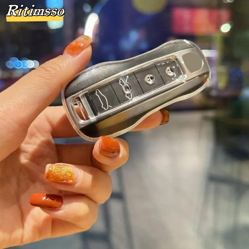 TPU Remote Key Cover Case Skin Shell Fit for Porsche Cayenne Panamera 911 992 Series 2017-2020 Keyless Accessories